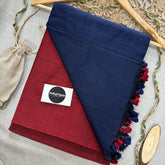 Indupriyaa Maroon Blue Handloom Khadi Cotton Saree